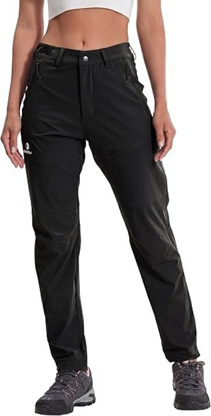 Kamotour Women's Hiking Pants Small Black Water Resistant Cargo Zip Pockets